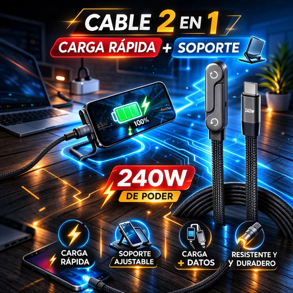 Cable De Carga Con Soporte Invisible2en1