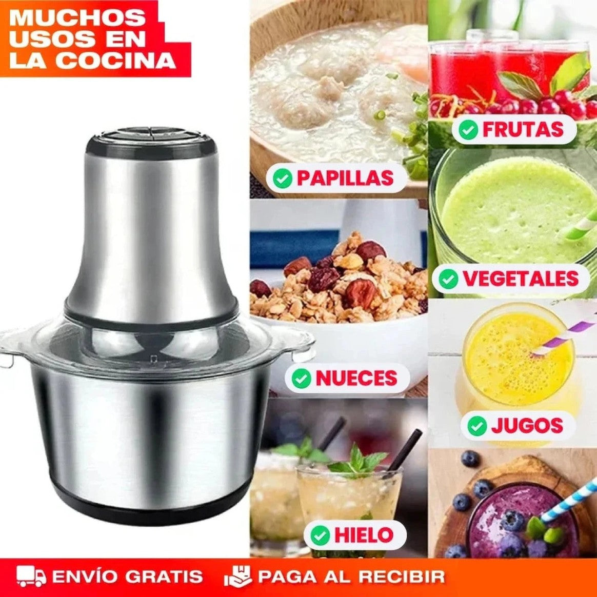 MOLINO PICADOR ELÉCTRICO ACERO INOXIDABLE 🔥2 LITROS🔥 (TAMAÑO GRANDE) - 6