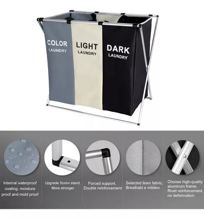 LaundryBox – Canasta Plegable con 3 Compartimentos