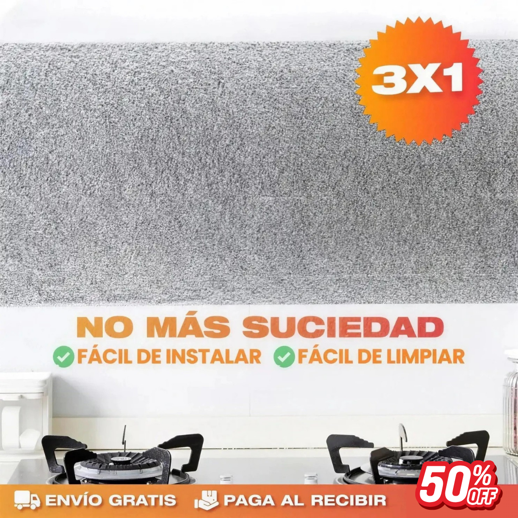 Papel Aluminio Adhesivo de Cocina - Pared de la Estufa Sin Grasa Pegada