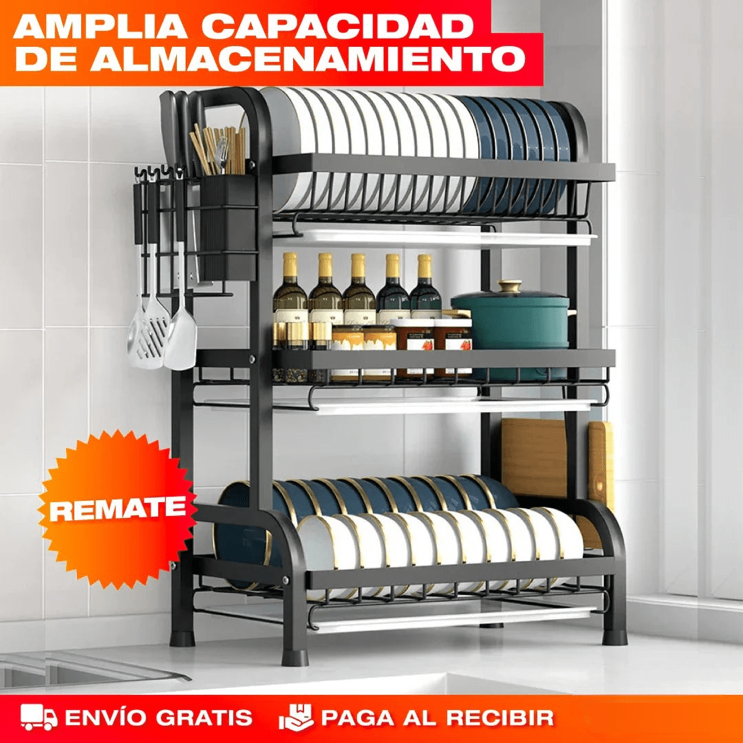 Organizador de Platos y Utensilios 3 Niveles – Eficiencia y Elegancia