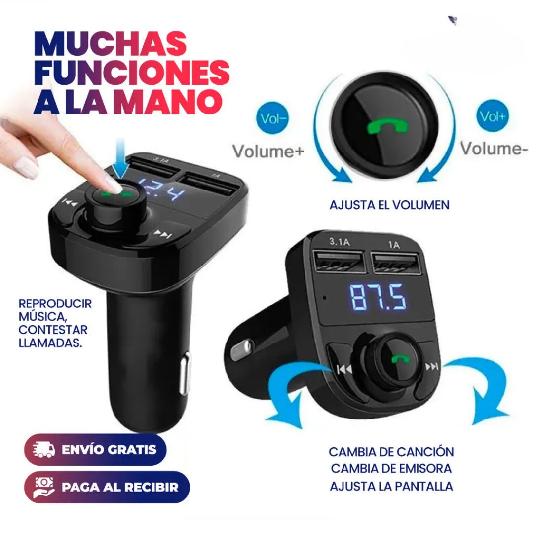 BlueCharge TRANSMISOR BLUETOOTH CON CARGA RÁPIDA PARA COCHE - [PROMOCIÓN DISPONIBLE SOLO HOY]