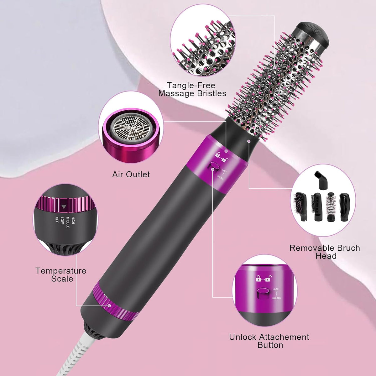 BrilloTouch Cepillo Secador De Pelo 5 En 1 - [PROMOCIÓN DISPONIBLE SOLO HOY]