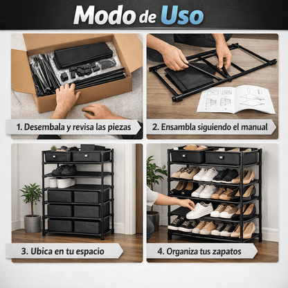 Zapatera 6 Niveles 2 en 1 - Organiza 21 Pares - Orden Visible en Minutos - 5