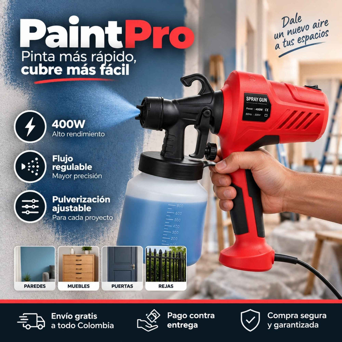 Pistola Eléctrica PaintPro - Acabado profesional sin esfuerzo