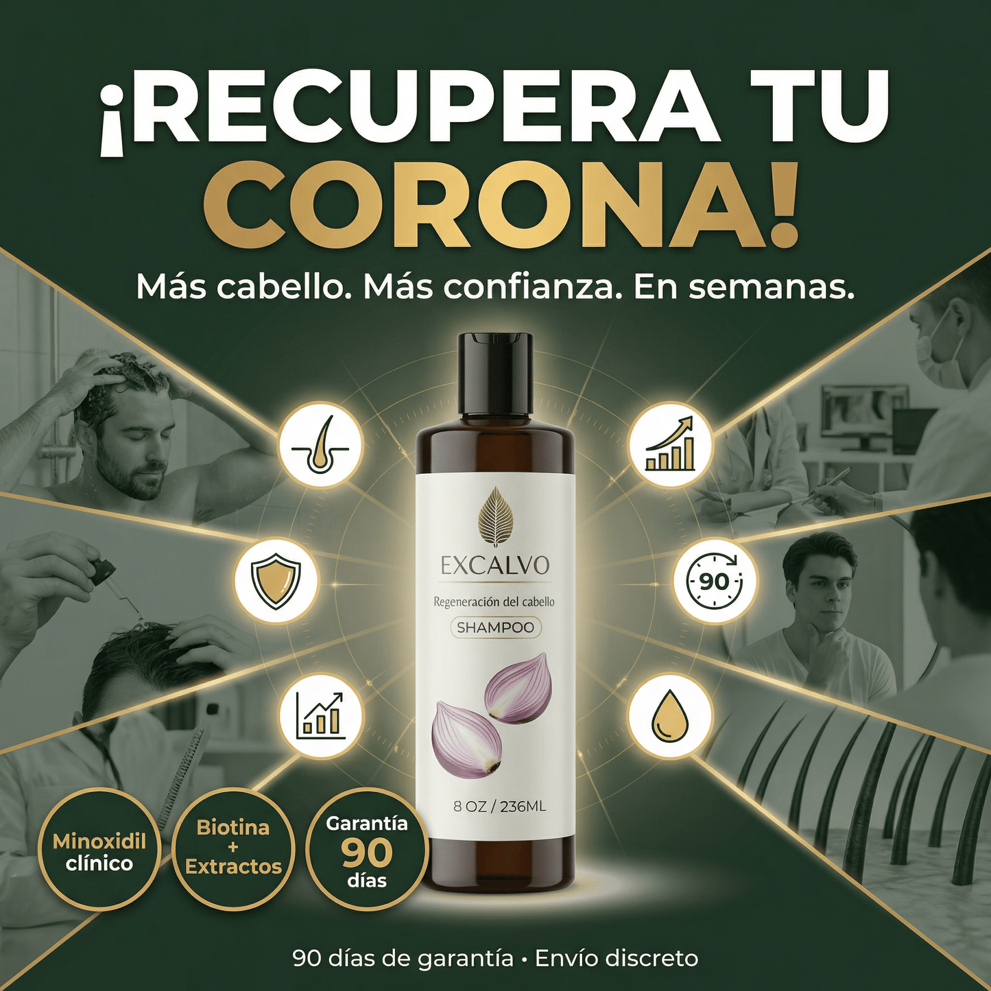 EXCALVO💆‍♂️ shampoo nutricional de cebolla🧅 canela y gengibre 🌿